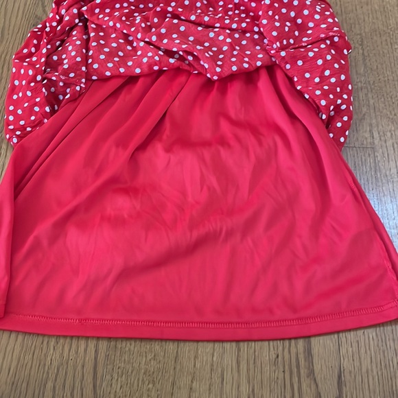 H&M Red with White Polka Dots Smock Off the Shoulder Dress - Picture 5 of 6